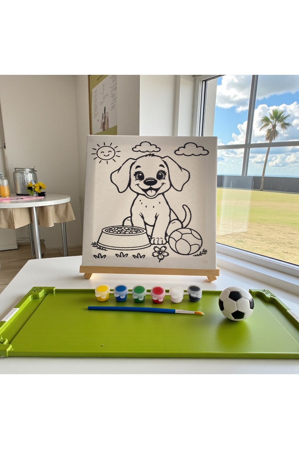 Asra Çocuklar İçin Tuval Boyama Seti (Tuval, Şövale, Fırça ve 6 Renk Akrilik Boya Seti)