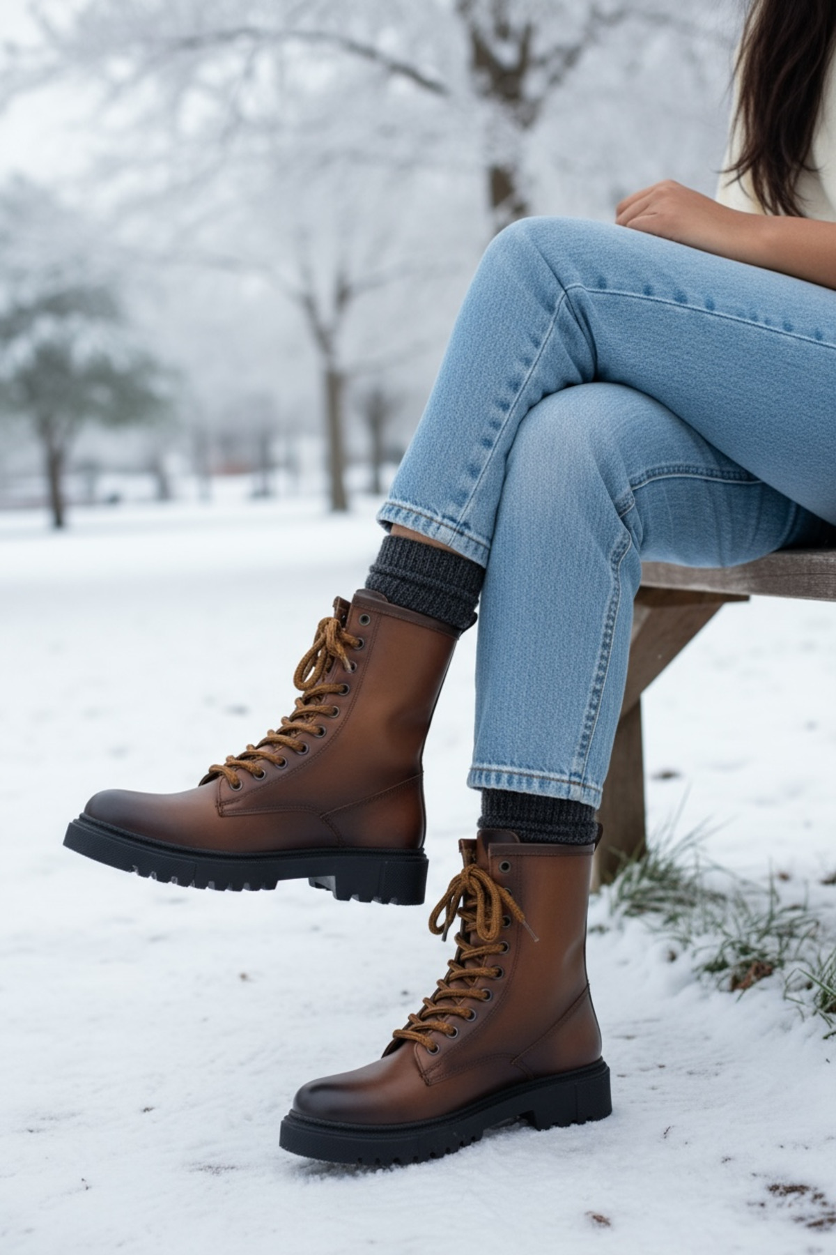 Y&D Shoes Kadın Kışlık Deri Görünümlü Postal Bot