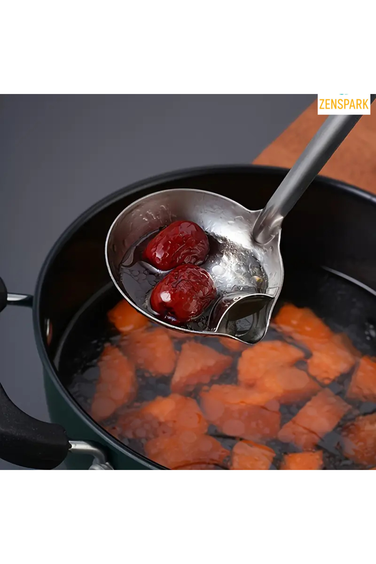 ZEN SPARK Paslanmaz Çelik Yağ Ayırıcı Kepçe | Çorba ve Et Suyu İçin