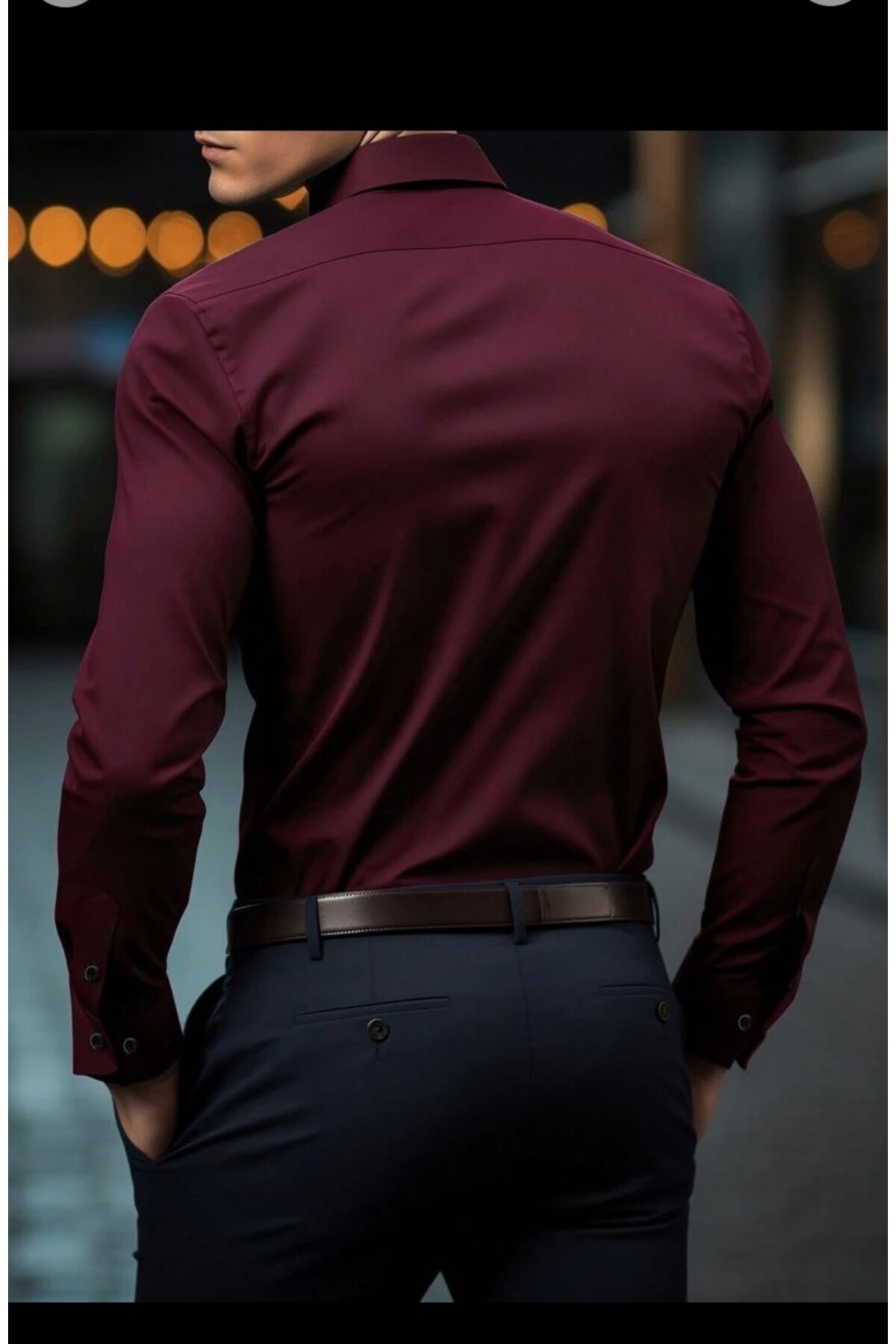 nightblack  Slim Fit Uzun Kollu Kolay Ütü Teri Emen Nefes Alan Doku Kravatlık Dört Mevsim bordo Erkek Gömlek - Görsel 3