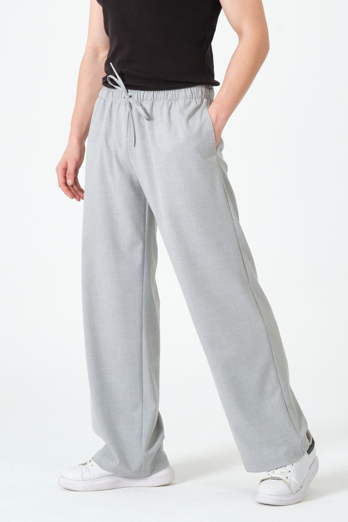 RELAXL Ütü İstemez 4 Mevsim Oversize Gri Pantolon Erkek S-12XL görsel 5