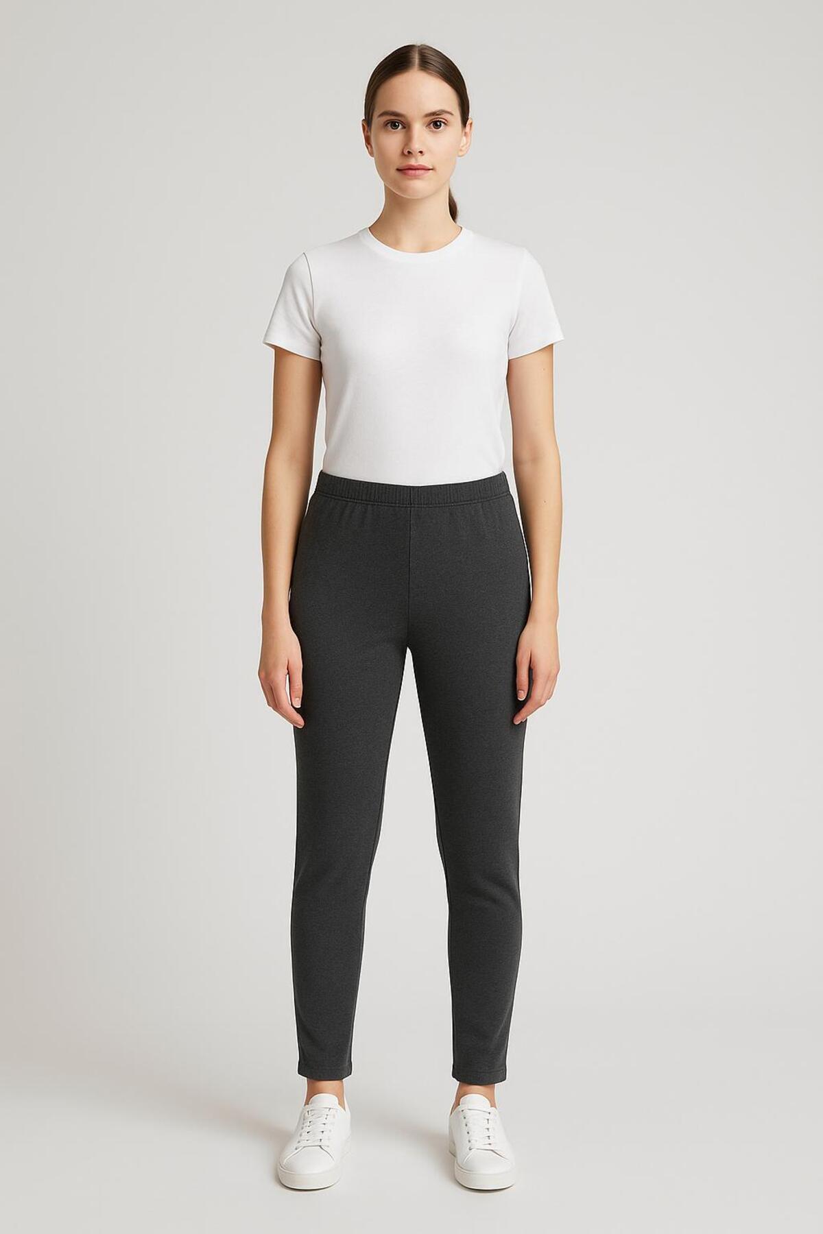 MODA KADIN SİYAH TAYT KIŞLIK MENAJ KUMAŞ