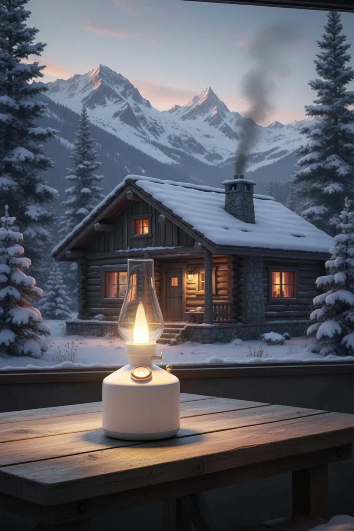 URUNİA Şarj Edilebilir Dekoratif Vintage Lamba Hava Nemlendirici Buhar Makinesi 300ml Aroma Difüzör