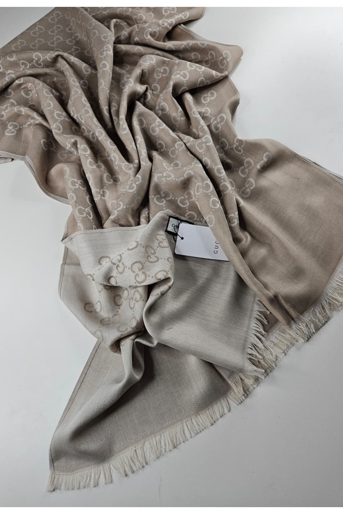 shiva  İnce Kumaş G Desen Yün İpek Şal 4 Mevsim Çift Taraflı Silk Scarves - Görsel 3