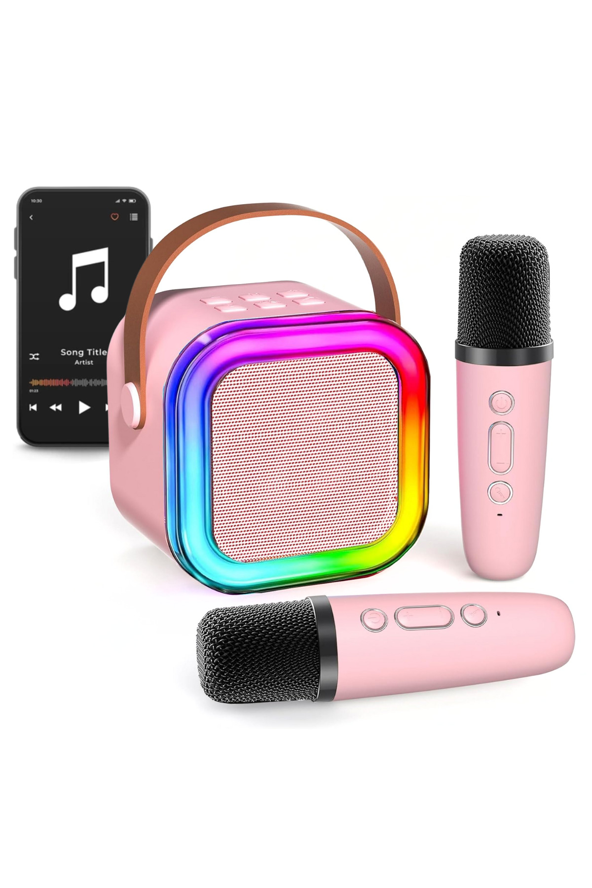 easyCTRL Σετ Καραόκε, Ηχείο Bluetooth και 2 Ασύρματα Μικρόφωνα, Δυναμικά Φώτα...