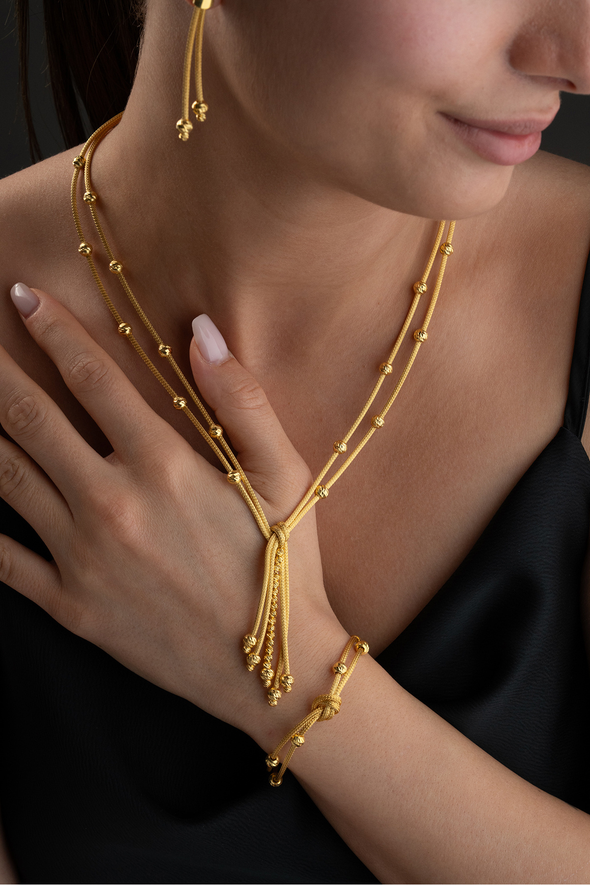 Silvano Jewelry 925 Ayar Gümüş Altın Kaplma Hasır Set