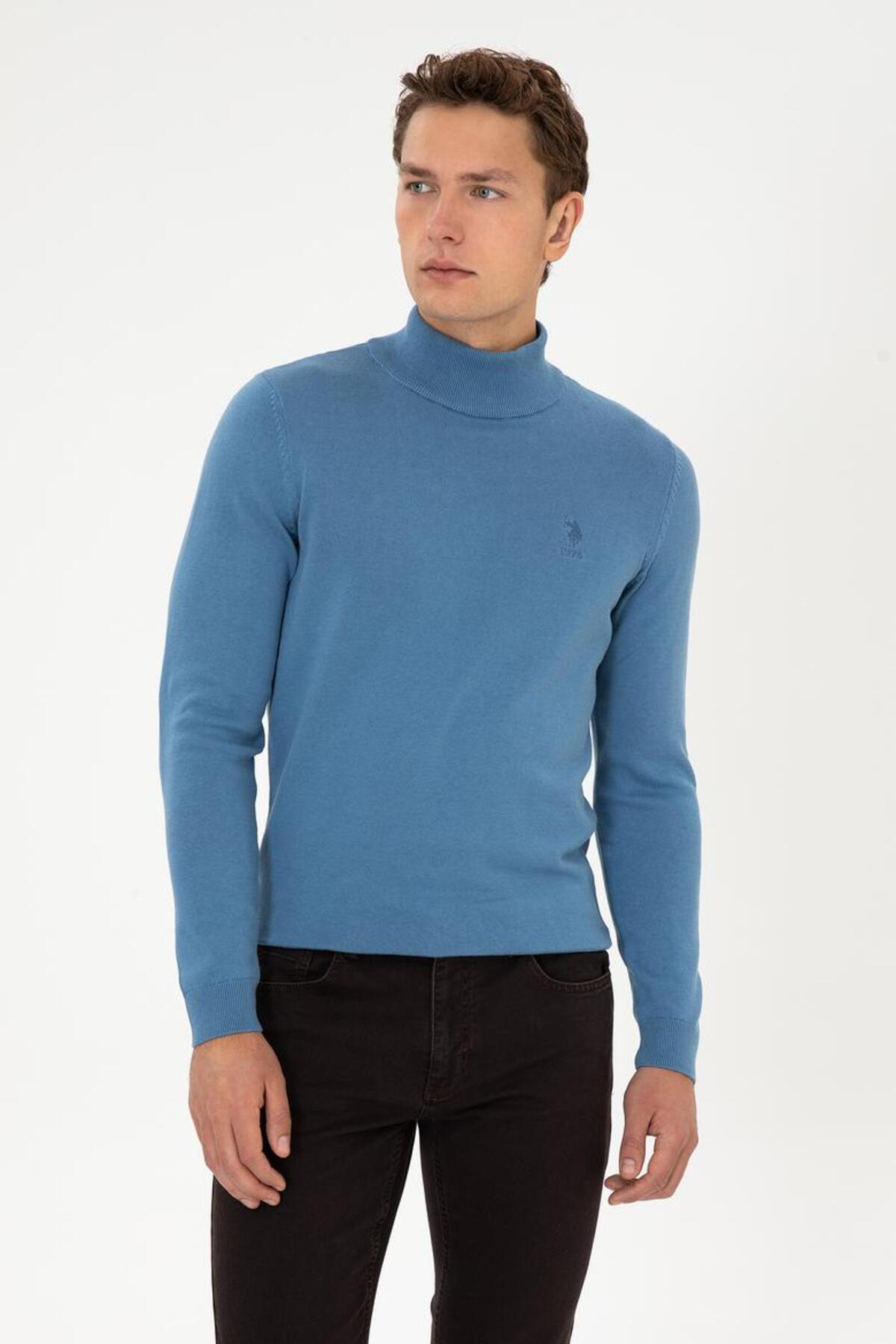 یو اس پولو پلیور مردانه خاکی ملانژ ساده TEKSPOR222684.9