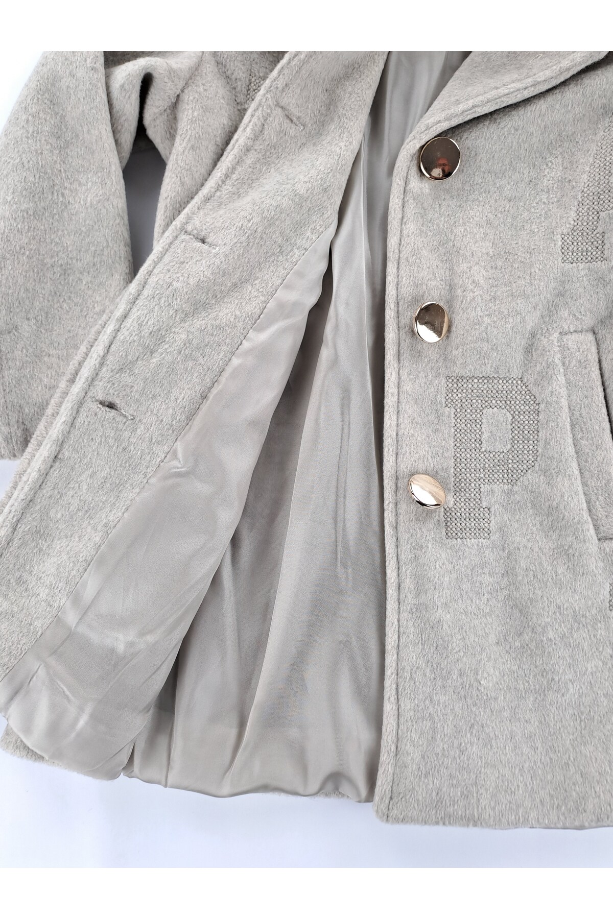 Butik Kız Çocuk Kaşe Mont Kaban Astarlı Premium Kalite Belden Bağlamalı Düğmeli fotoğrafı 5 (önizleme)