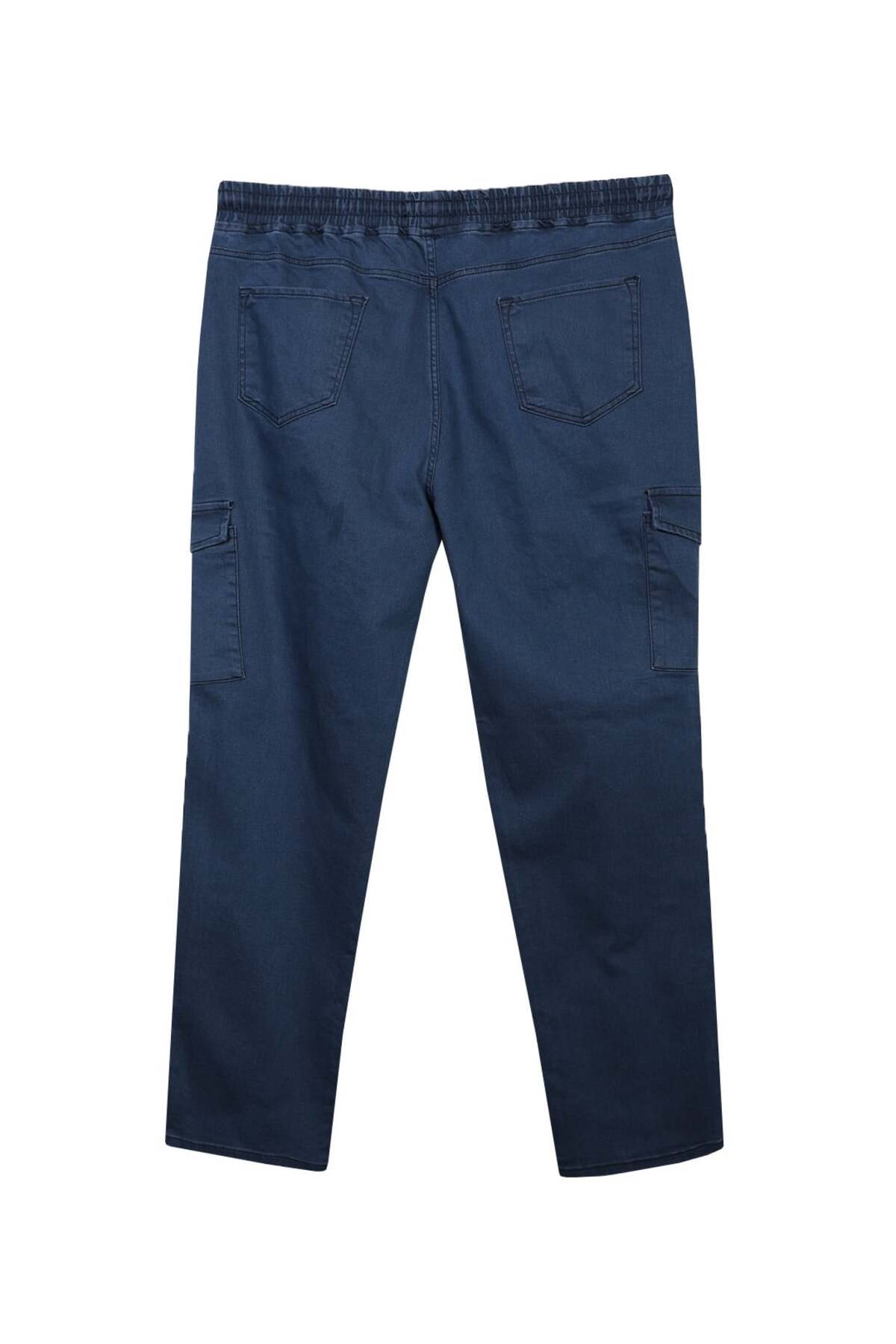 tambattal Kışlık Kargo Cepli Büyük Beden Bağcıklı Denim Pantolon görsel 3