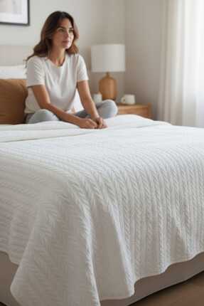 luss collection Örgü Desen Çift Kişilik Pike (220x240 Cm) %100 Cotton