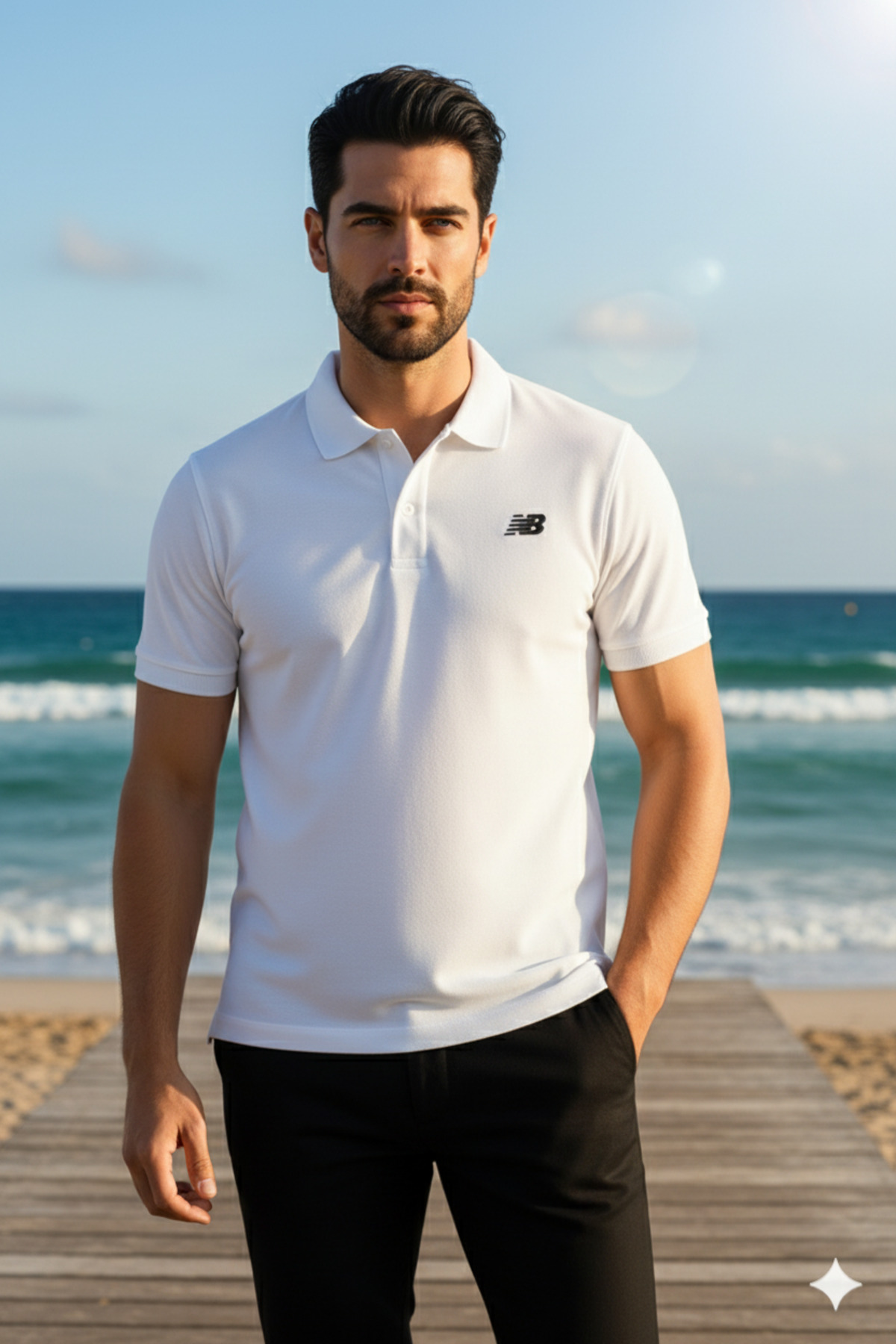 تی‌شرت یقه اسکی مردانه مدل Pique Polo یقه بیسیک Nb Fashion Class نیو بالانس پولوشرت New Balance