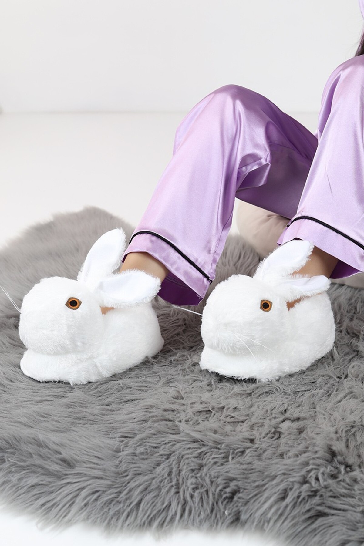 MECE SPOR Kadın Peluş Tavşan Panduf, Ev Terliği, Kışlık, Yumuşak ,Hediyelik, görsel 4