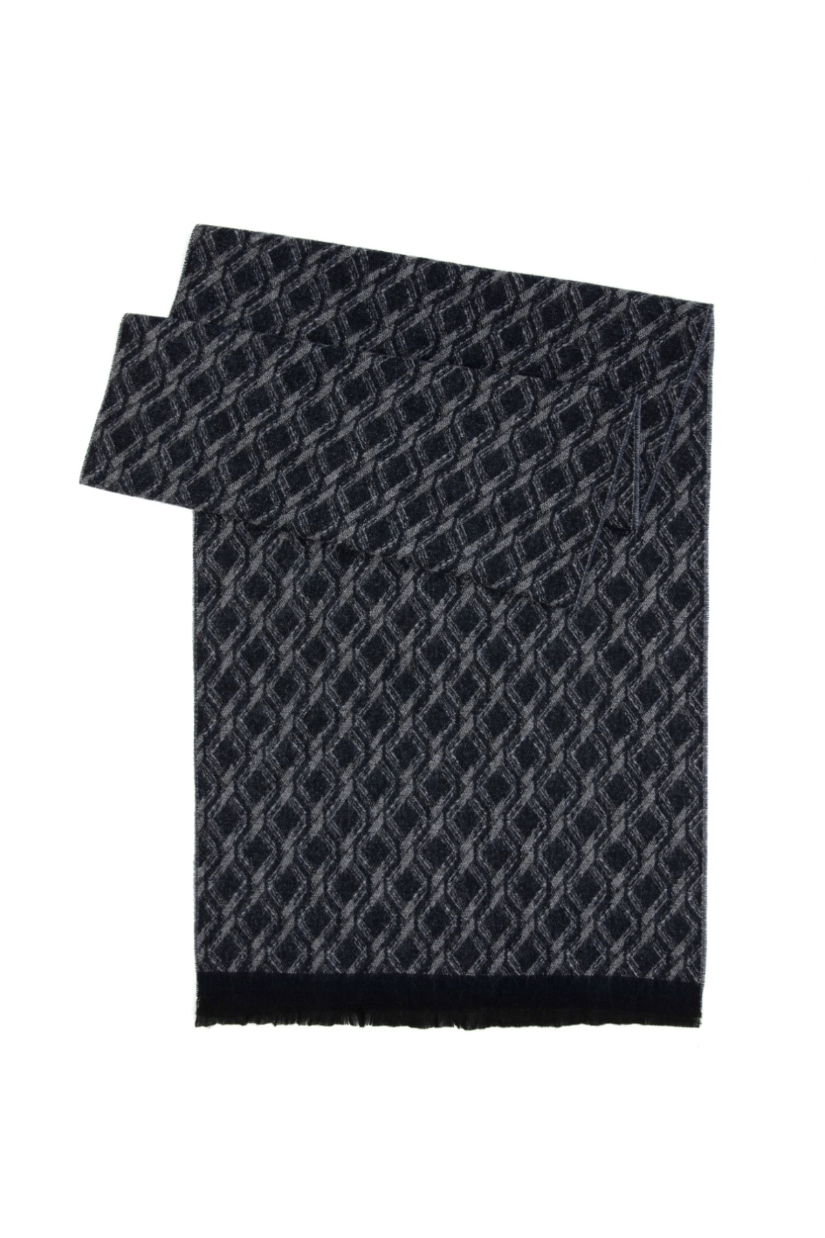 پیر کاردین روسری سرمه‌ای دو رو (با طرح‌های مختلف در دو طرف)