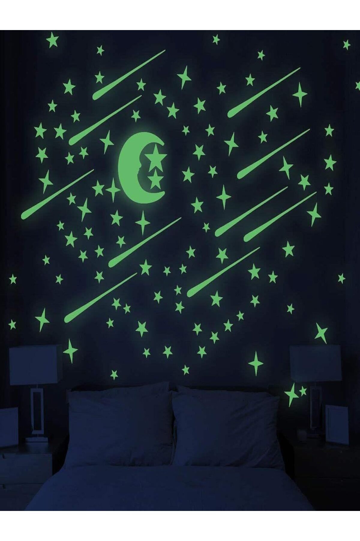 STOREMAX Co. Fosforlu Çocuk Odası Duvar Çıkartması Dekorasyon Yıldız Yağmuru 2 Sayfa 1182297