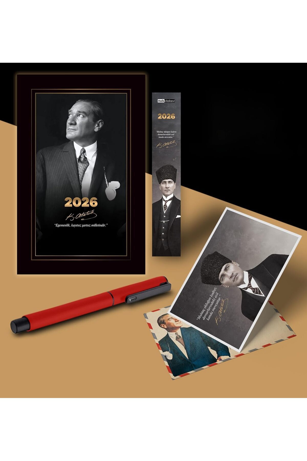 Yıldızan Tree_ 2026 Atatürk Ajandası Ayraç Kartpostal Kalem - Kırmızı _yole 1162043