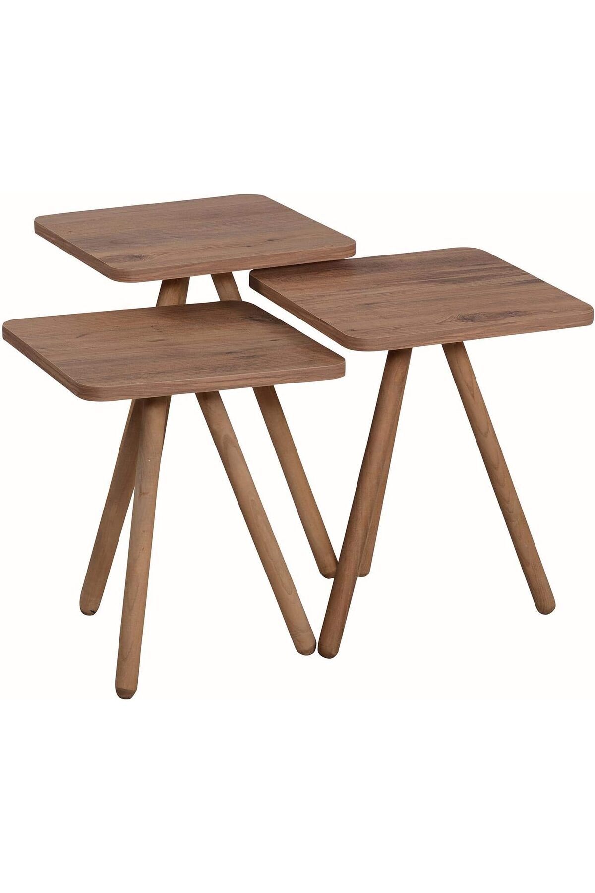 STOREMAX Üçlü Zigon Sehpa Ahşap Ayaklı Kare Tasarım Çam Desenli 1182297