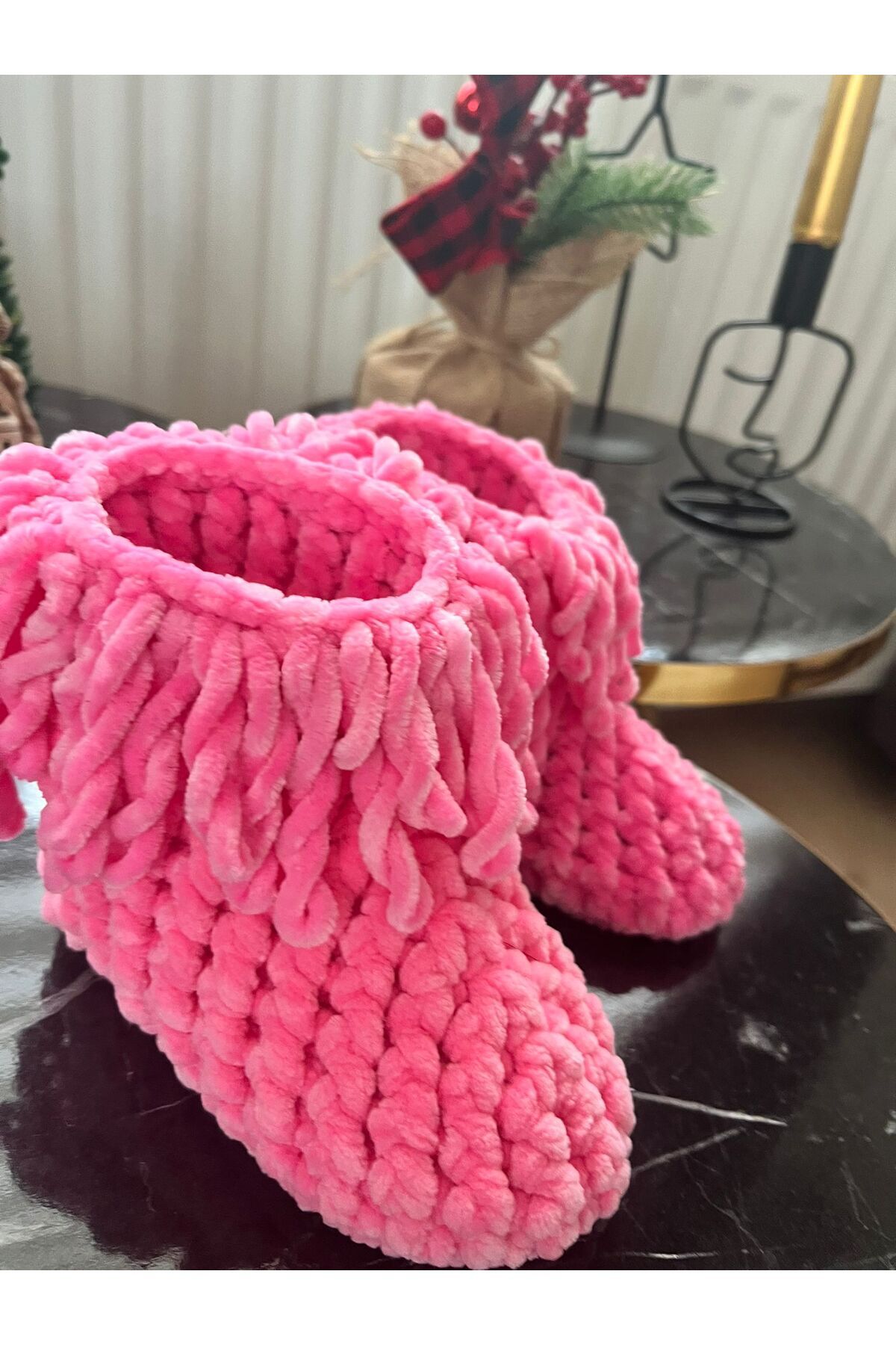 Pembe Portakal Panduf / Ev Botu / Terli̇k / Örgü Panduf görsel 3