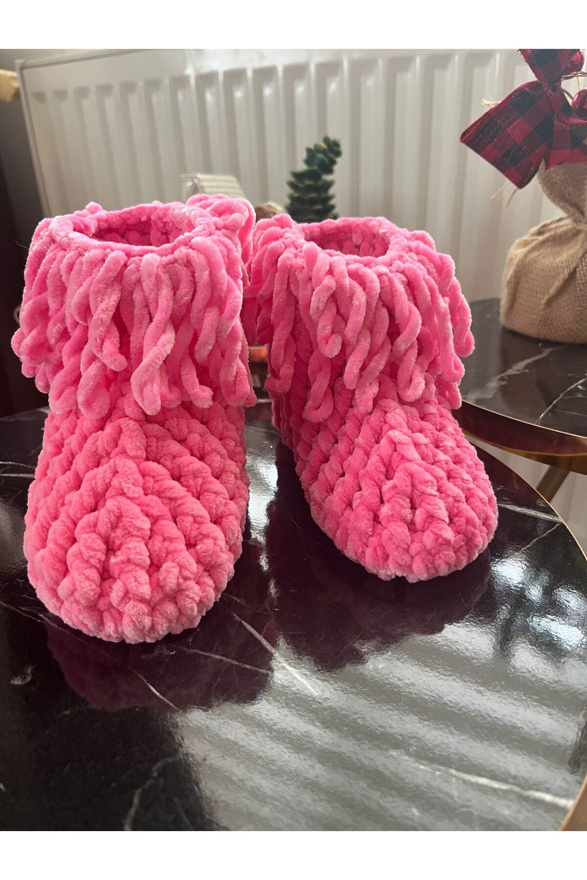 Pembe Portakal Panduf / Ev Botu / Terli̇k / Örgü Panduf görsel 4