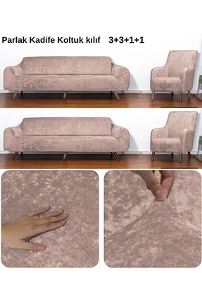 ARİFE HOME Yumuşacık Yıkanabilir Tüy Leke Tutmayan Lastikli Kadife Koltuk Ört...