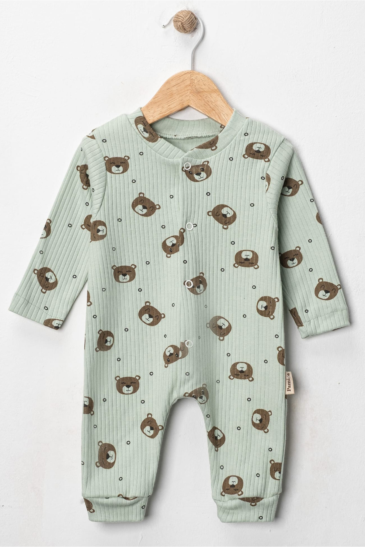 Noone 3'lü Paket Ayıcık Desenli Fitilli (Kaşkorse) %100 Pamuklu Bebek Tulum Seti fotoğrafı 6 (önizleme)