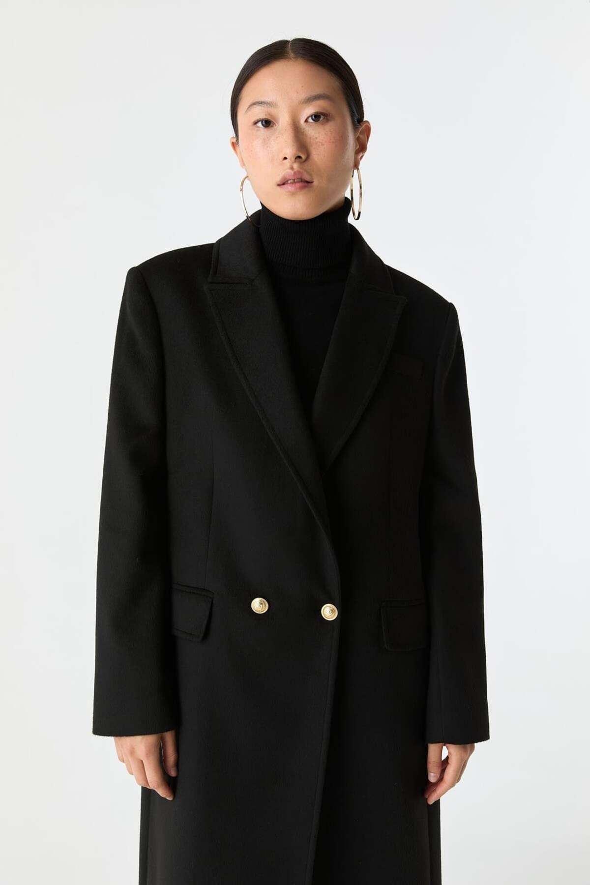 SÜFF  Cepli Düz Kesim Palto - Görsel 6