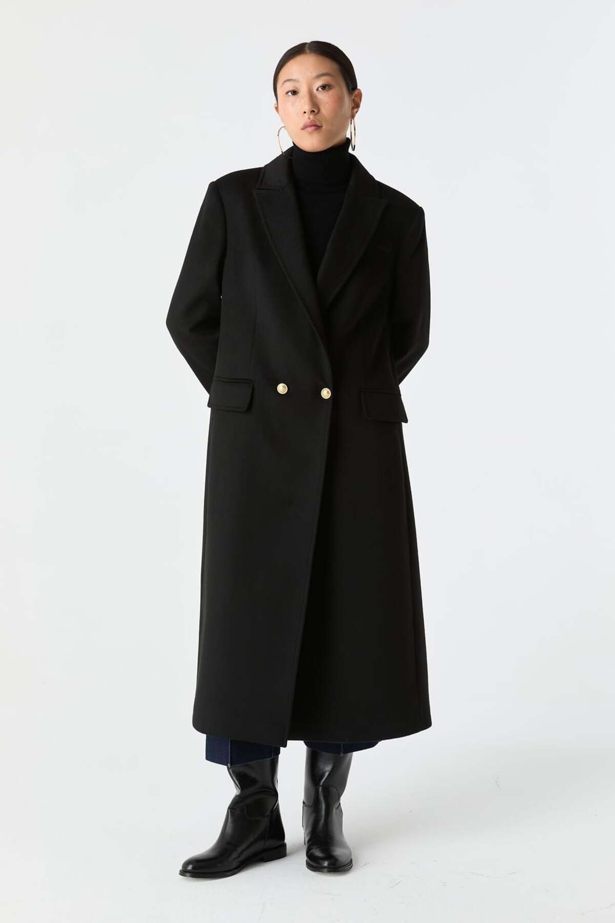 SÜFF  Cepli Düz Kesim Palto - Görsel 5