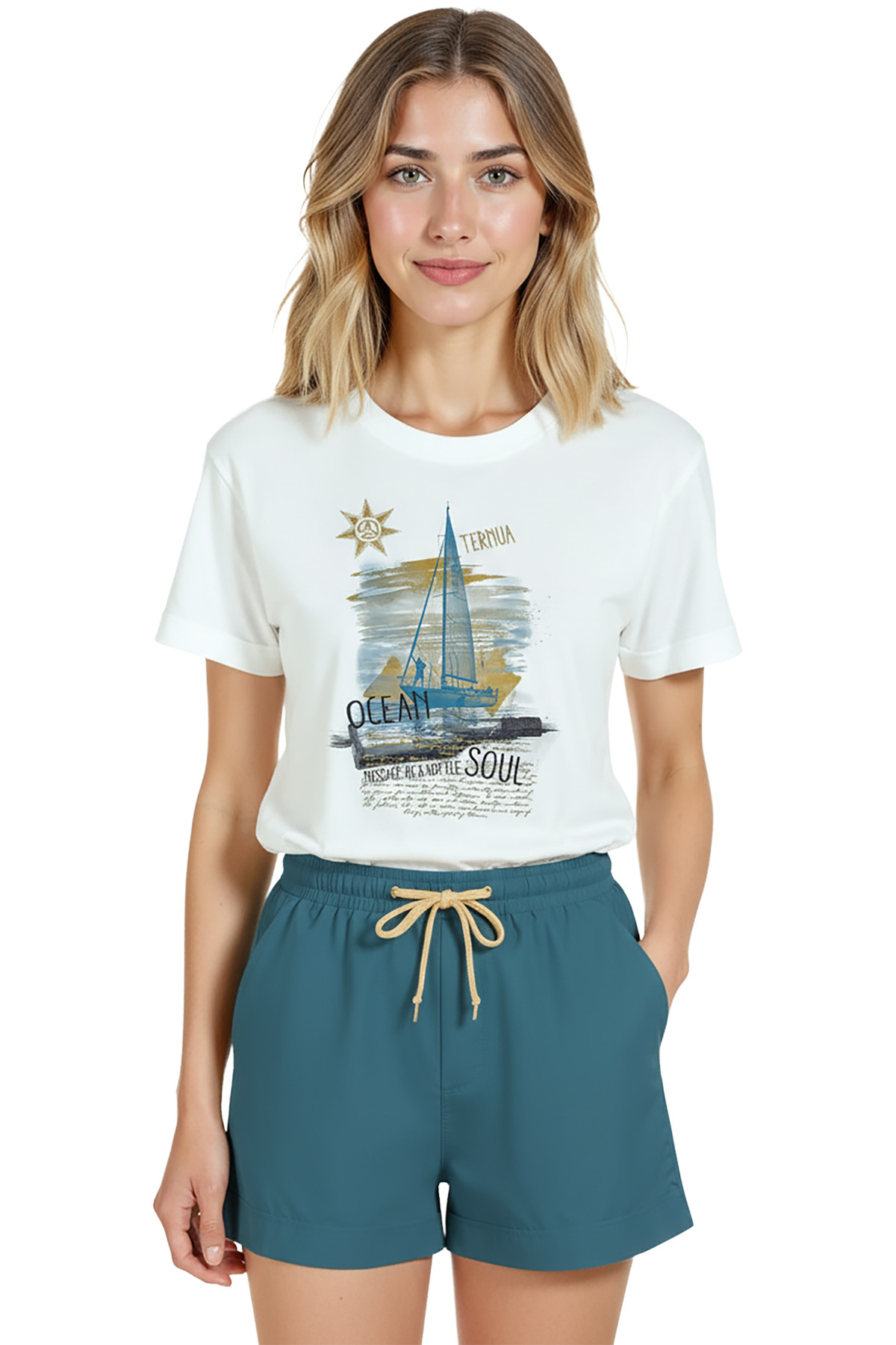 Color Luxe Kadın Beyaz Relaxed Fit %100 Pamuk Tişört – Marina ...