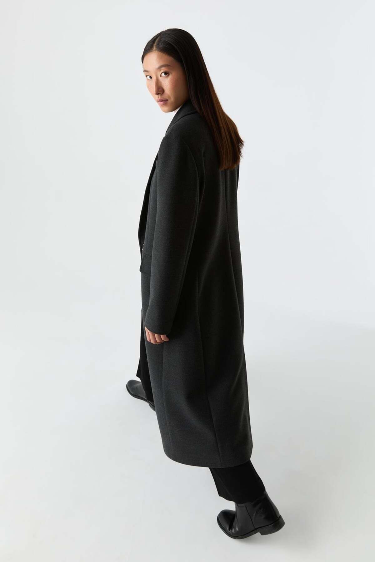 SÜFF  Cepli Düz Kesim Palto - Görsel 7