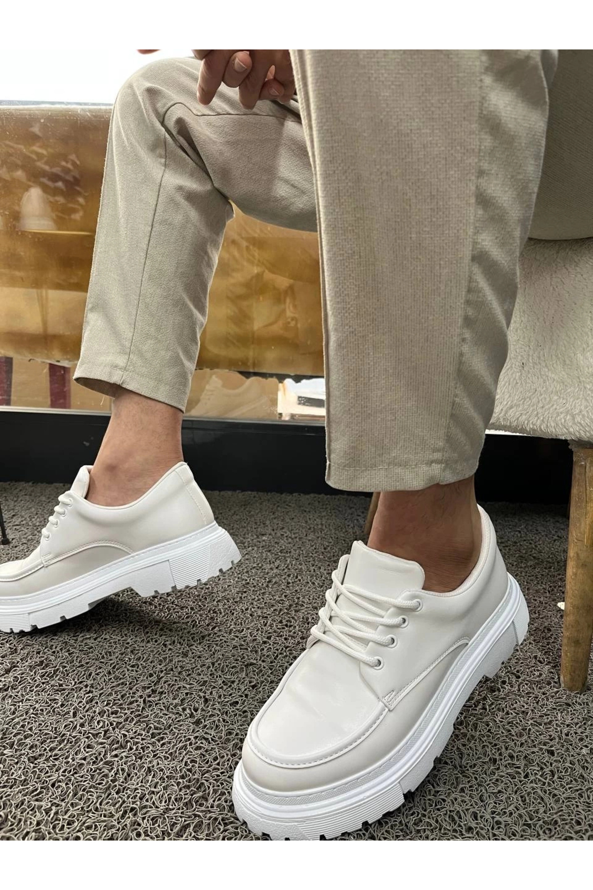 Genel Markalar KB-X6 Kuback Beyaz Cilt Günlük Erkek Ayakkabı