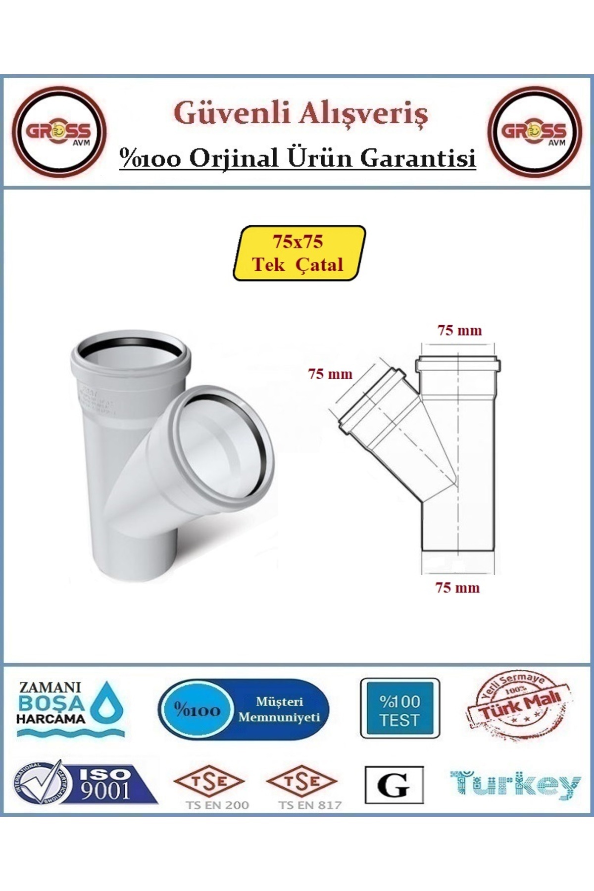 FIRAT Pvc Tek Çatal - 75x75