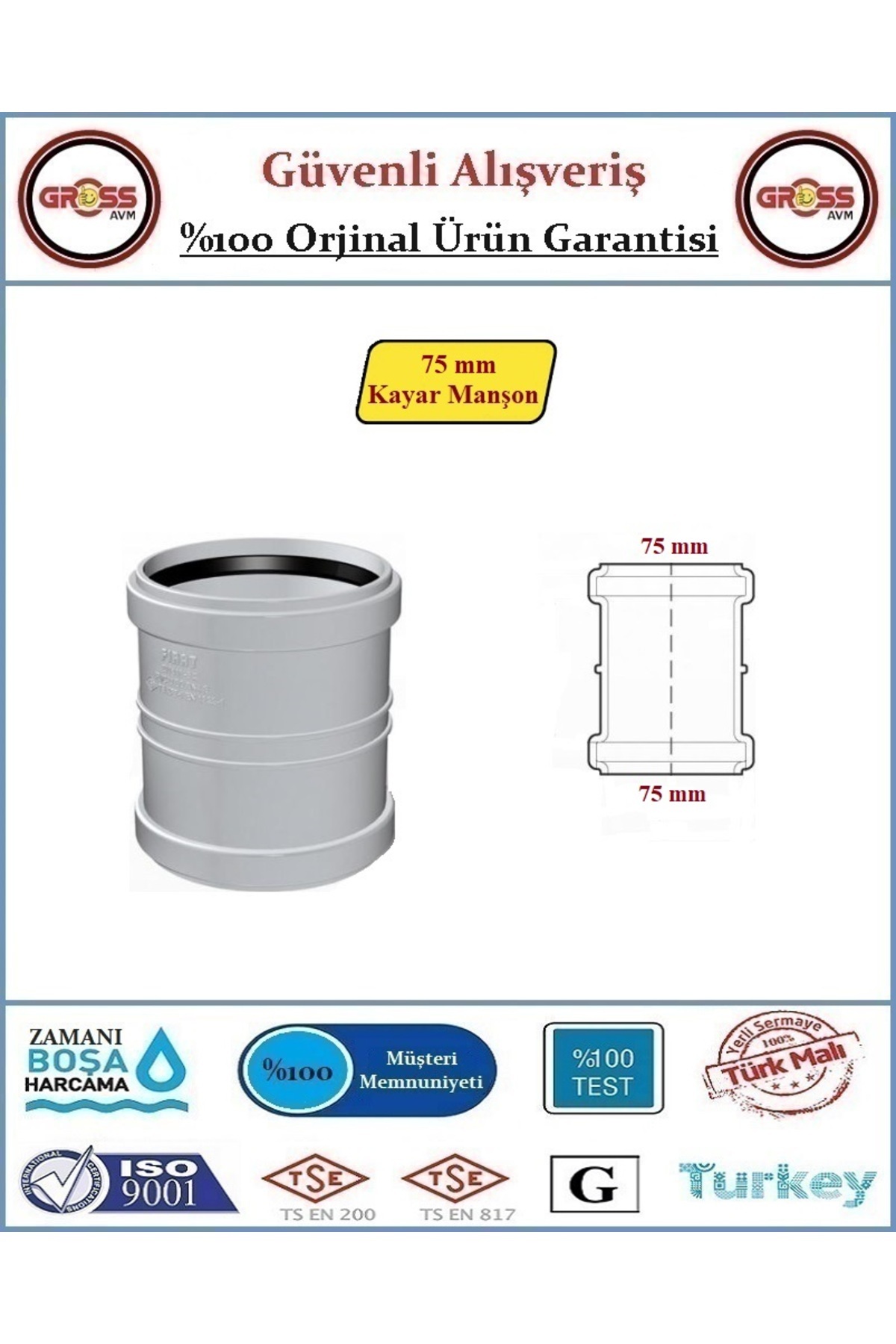 FIRAT Pvc Kayar Manşon - 75mm