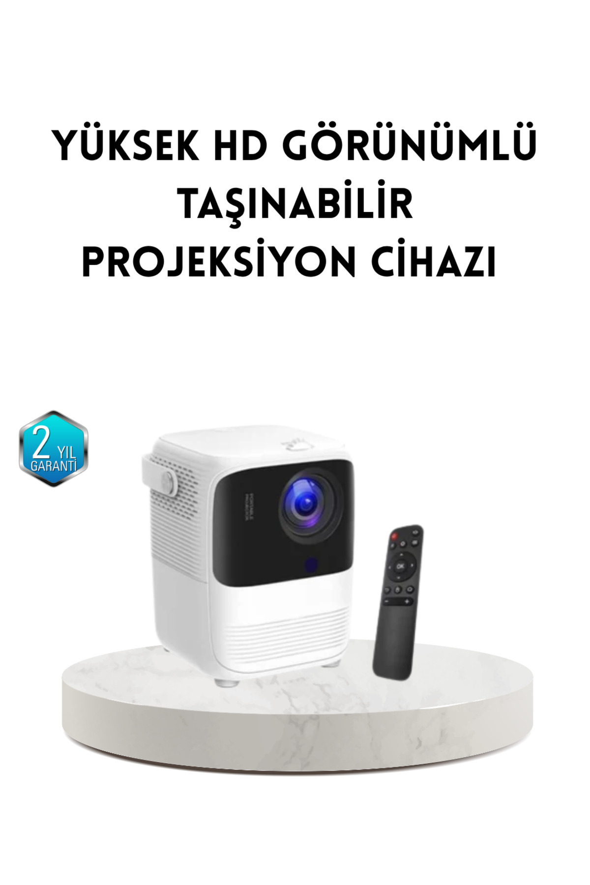 ZERO LAND NRZSNT Taşınabilir Akıllı 1080P Projektör – 64GB Hafıza, 2GB RAM, Full HD (210331) Görüntü, Kumand