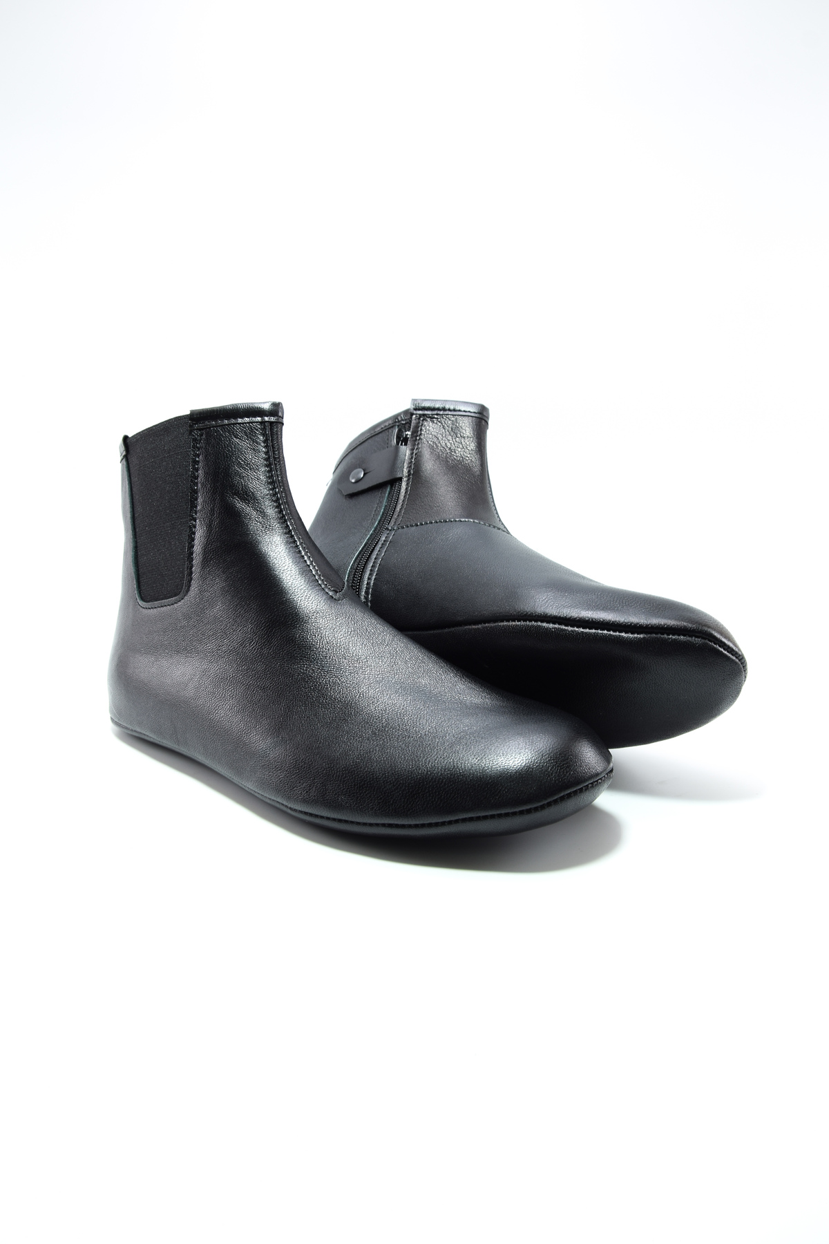 Genuine Leather Side Single Elastic Zippered Socks Mest