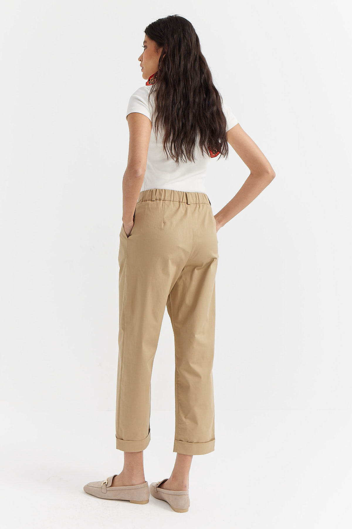 PAULMARK  Kadın Pile Detaylı Paçası Katlamalı Pantolon - Görsel 6