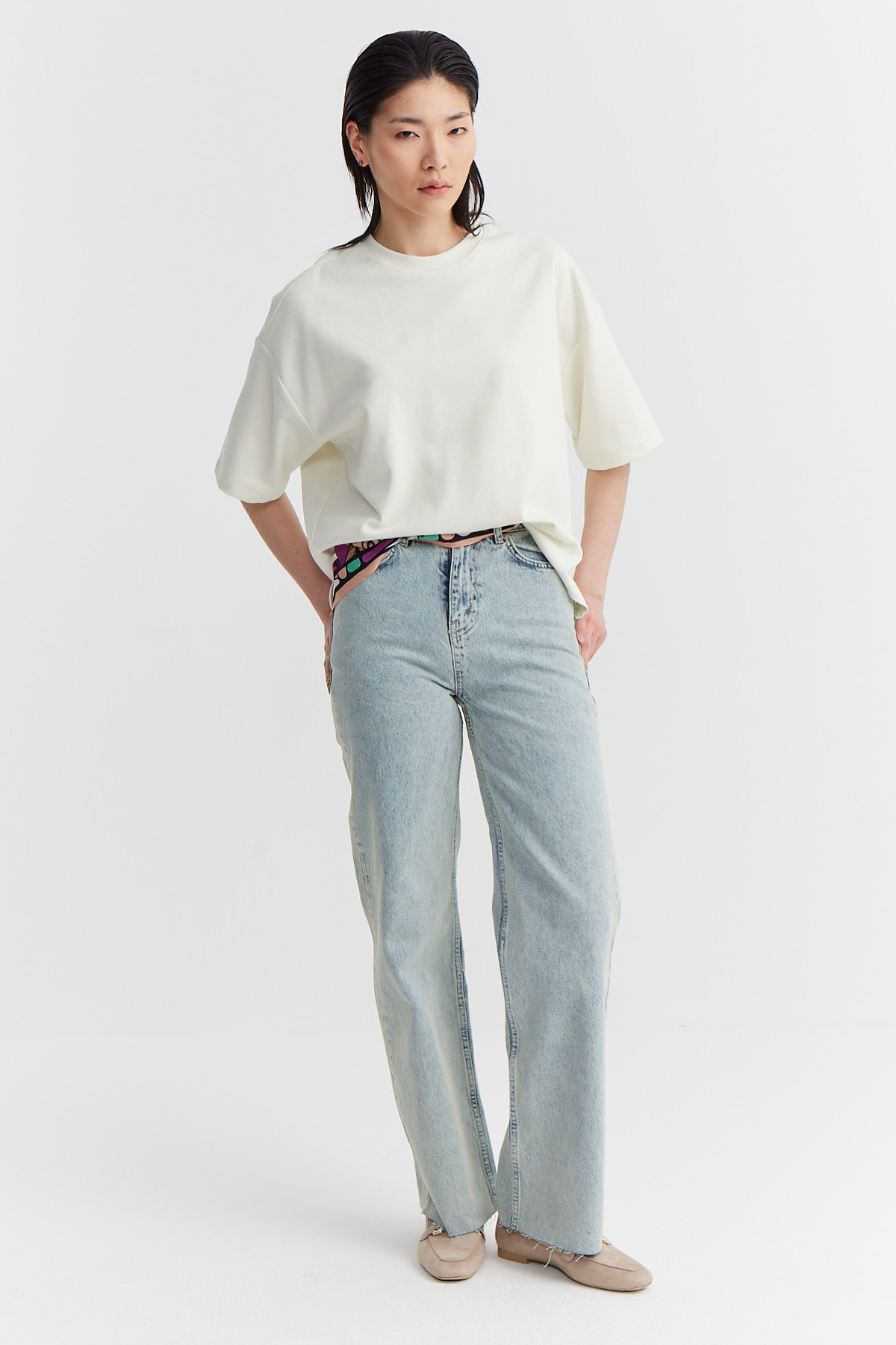 PAULMARK  Kadın Oversize Yumuşak Dokulu T-shirt - Görsel 8