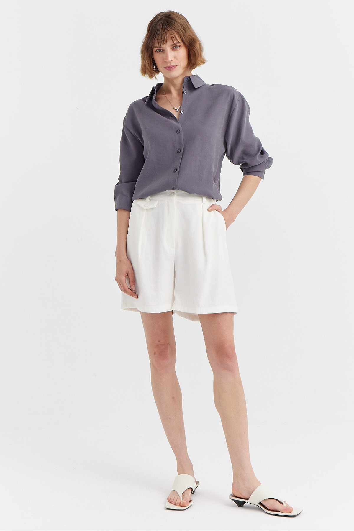 PAULMARK  Kadın Yumuşak Dokulu Basic Gömlek - Görsel 4