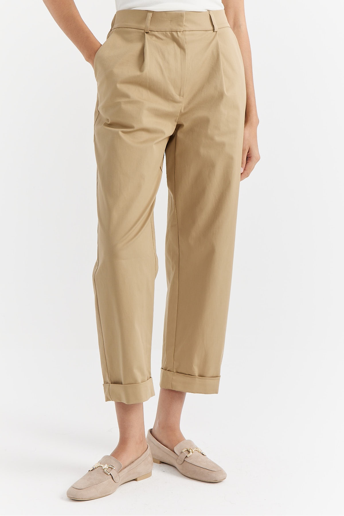 PAULMARK  Kadın Pile Detaylı Paçası Katlamalı Pantolon - Görsel 5