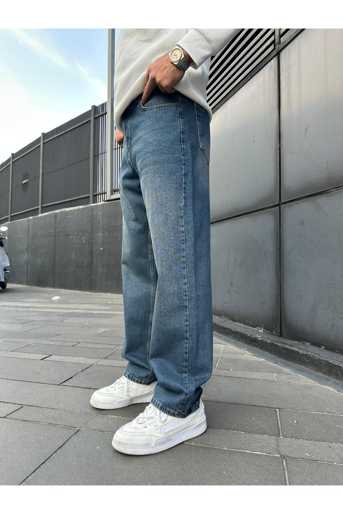DIRECTIVE JEANS  Erkek Baggy Bol Kesim Kot Pantolon jeans mavi gri antrasit - Görsel 3