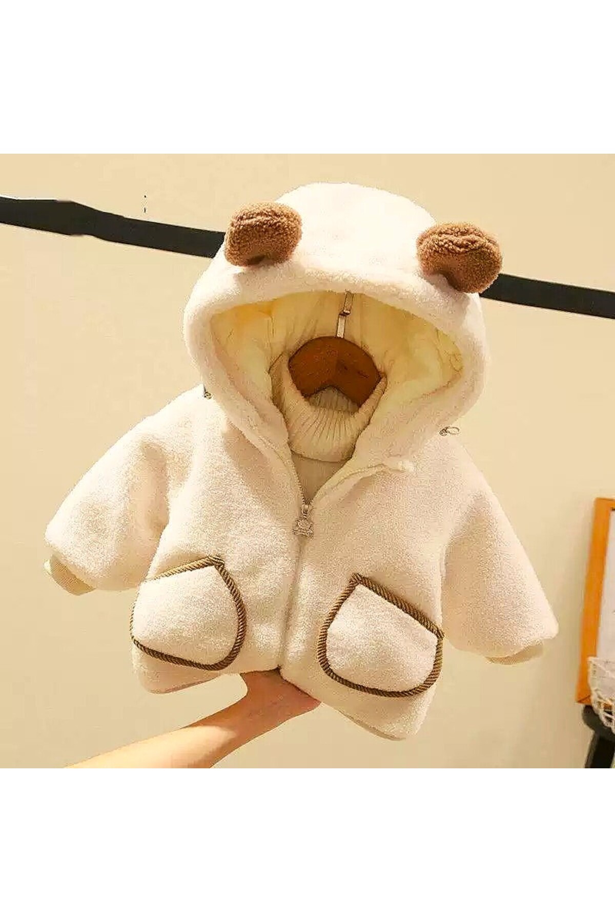 melisam.msg Kız Erkek Kış Kalın Peluş Mont Kaban Sevimli Ayı Kulaklı fotoğrafı 3 (önizleme)