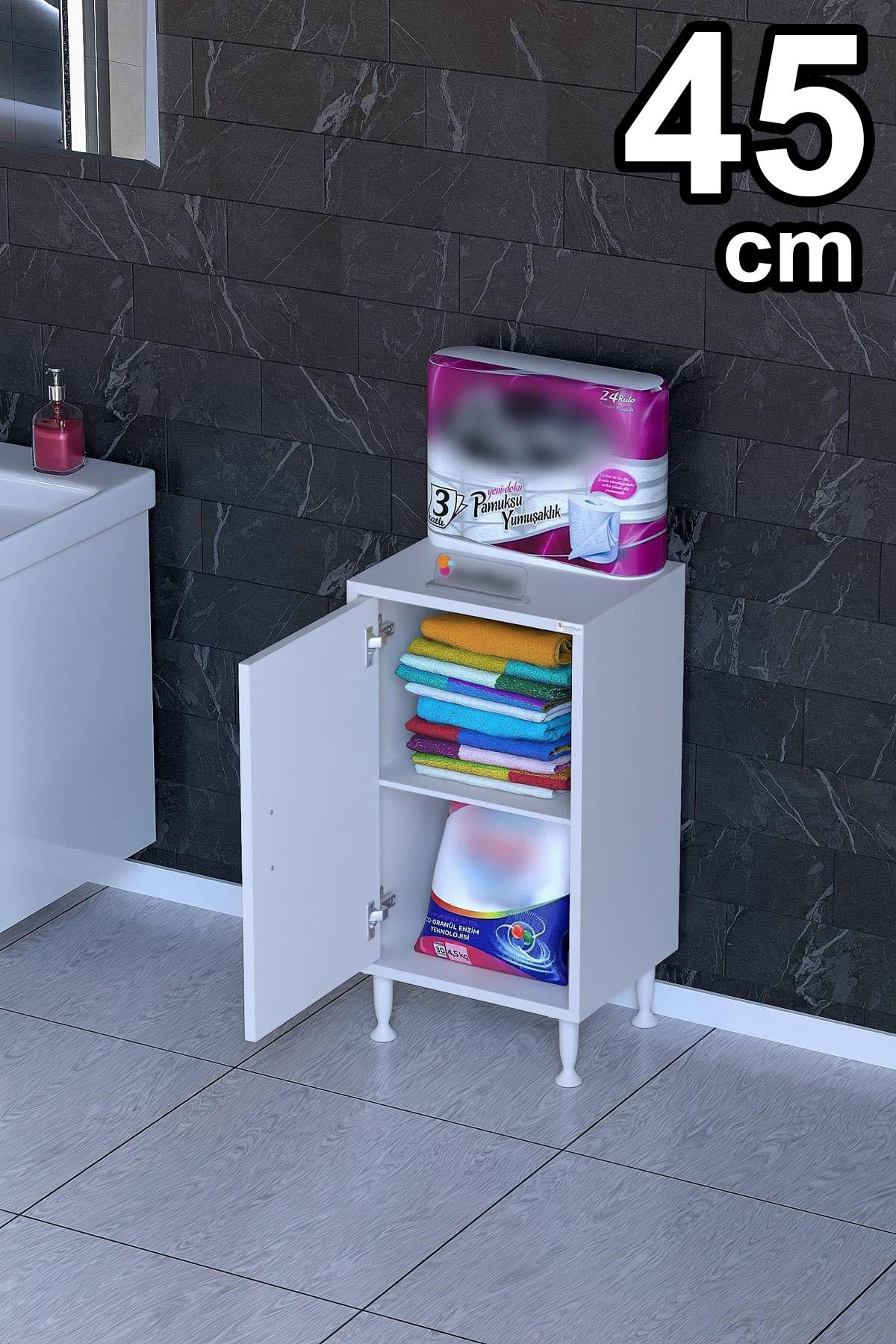 Modilayn SÖKE Kapaklı 1 Raf, Ayaklı, Çok Amaçlı Banyo Dolabı (14 farklı Genişlik Seçeneği)