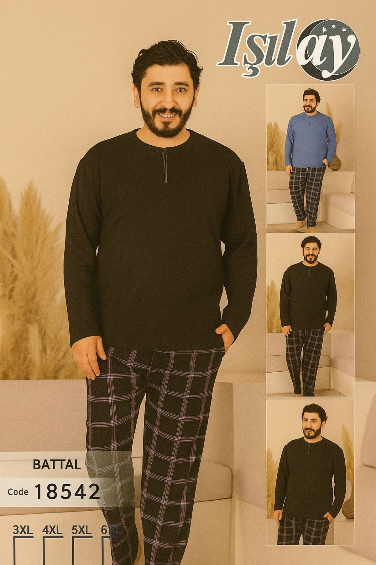 Işılay Büyük Beden Erkek Pijama Takımı (3-4-5-6 XL)