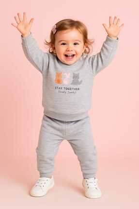MyPrettyBaby STAY TOGETHER BASKILI %100 PAMUK İKİİP MEVSİMLİK KUMAŞ ALT ÜST 2...