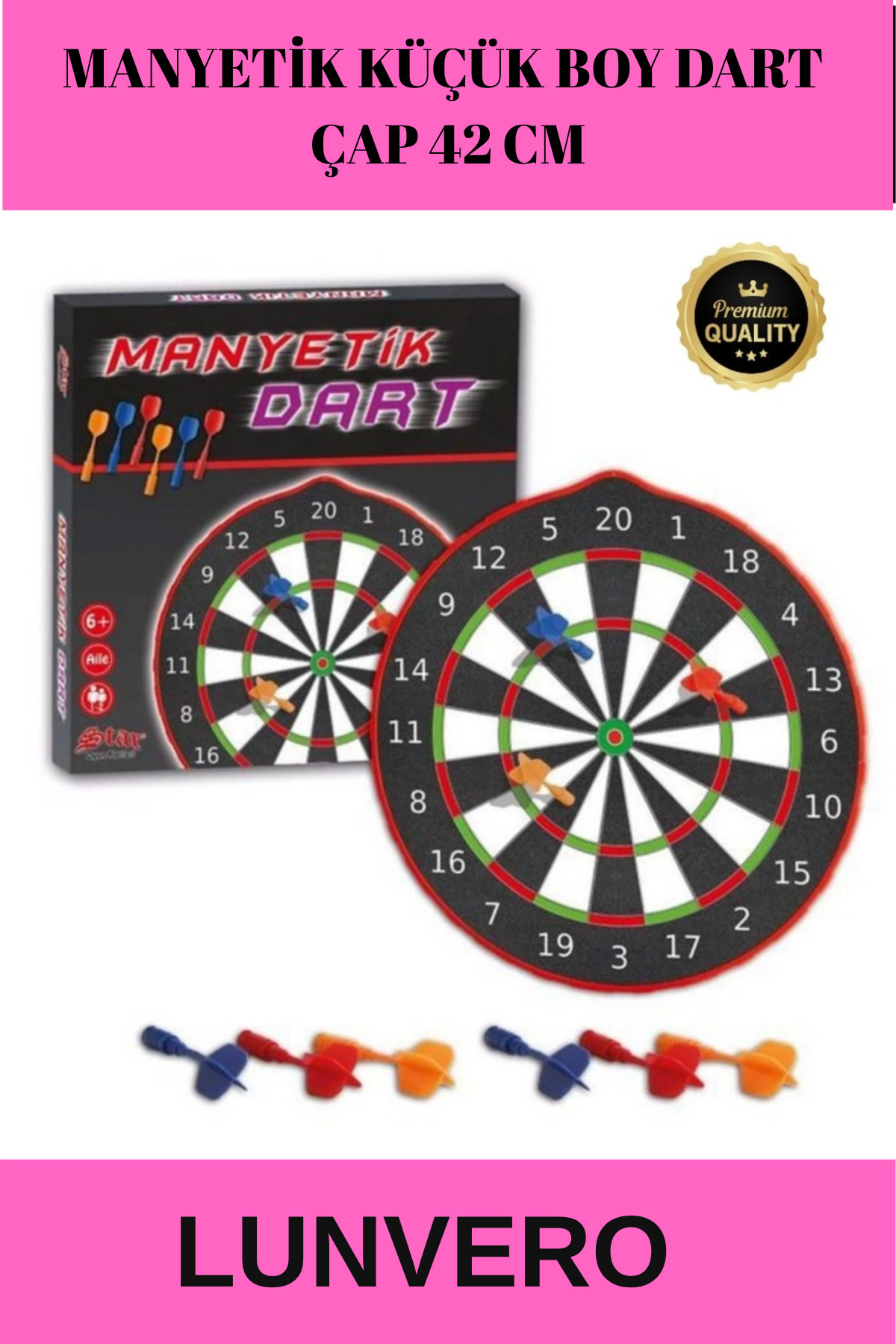 Lunvero Özel Üretim Eğitici Öğretici Aile Eğlence Manyetik Dart Küçük Boy Çap 42 Cm