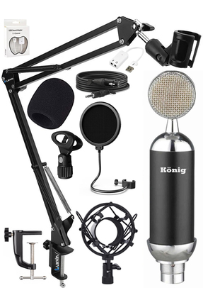 Larkin König BM800 Yeni Black Condenser Mikrofon Stand 7.1 Ses Kartı Kayıt Ca...