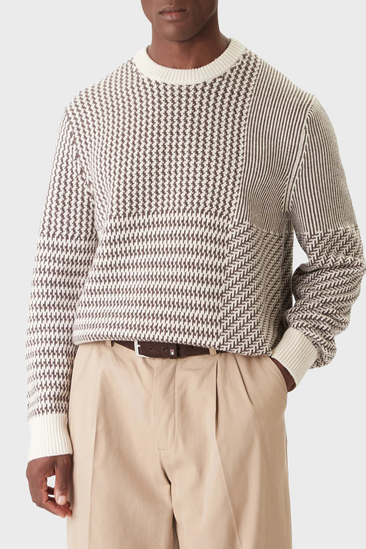 کلوین کلاین ژاکت بافتنی پشمی یقه گرد معمولی LV04LD306GGPF مردانه، ژاکت LV04LD306G GPF