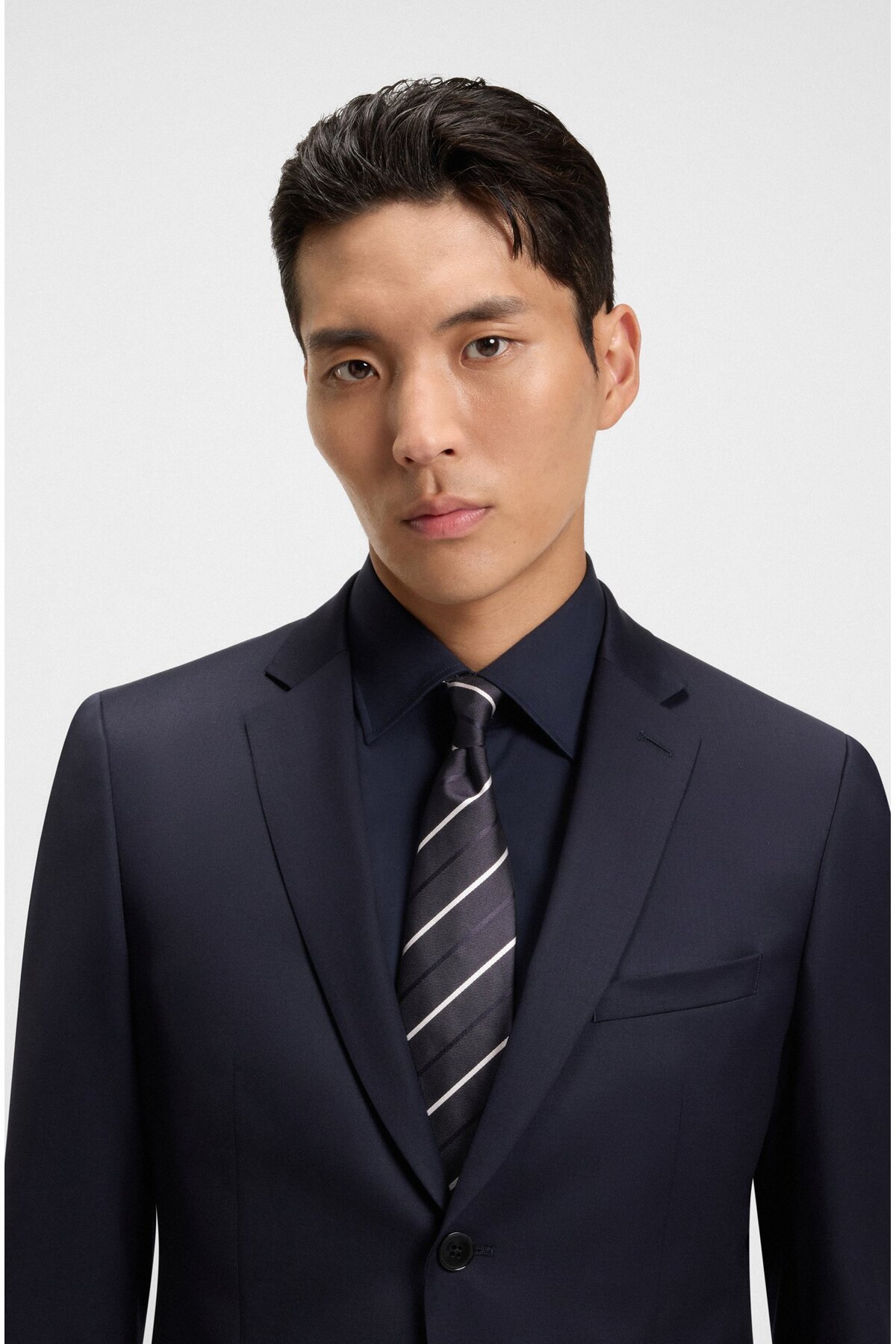 باس کراوات سرمه‌ای مردانه طرح ترکیبی ابریشمی، کد ۵۰۵۵۰۹۱۴-۴۰۴