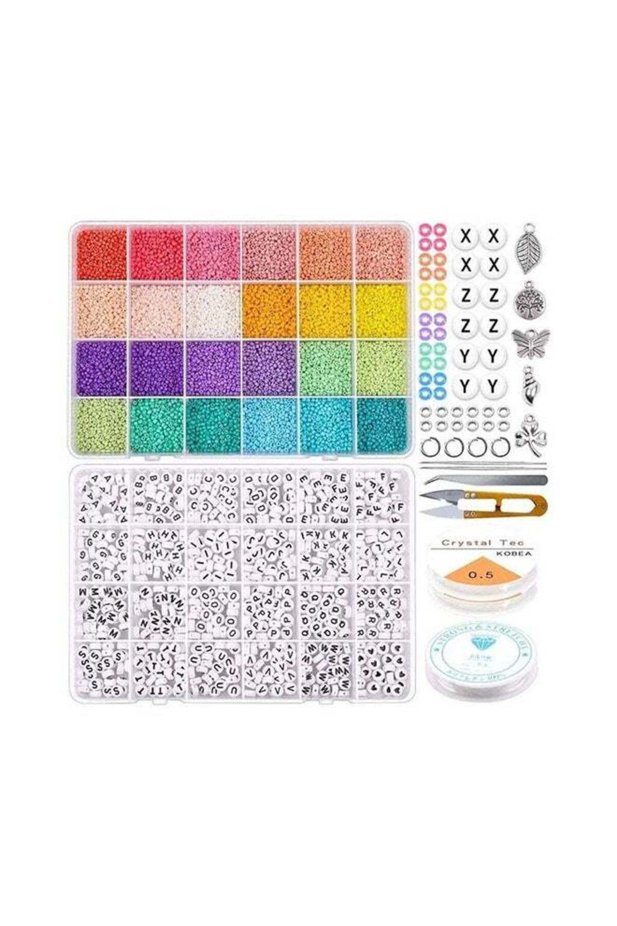 ست مهره‌های ۲۴ رنگ همراه با حروف، بسته‌بندی‌شده، برای خلق شخصیت، قابل استفاده برای ساخت دستبندهای جواهری