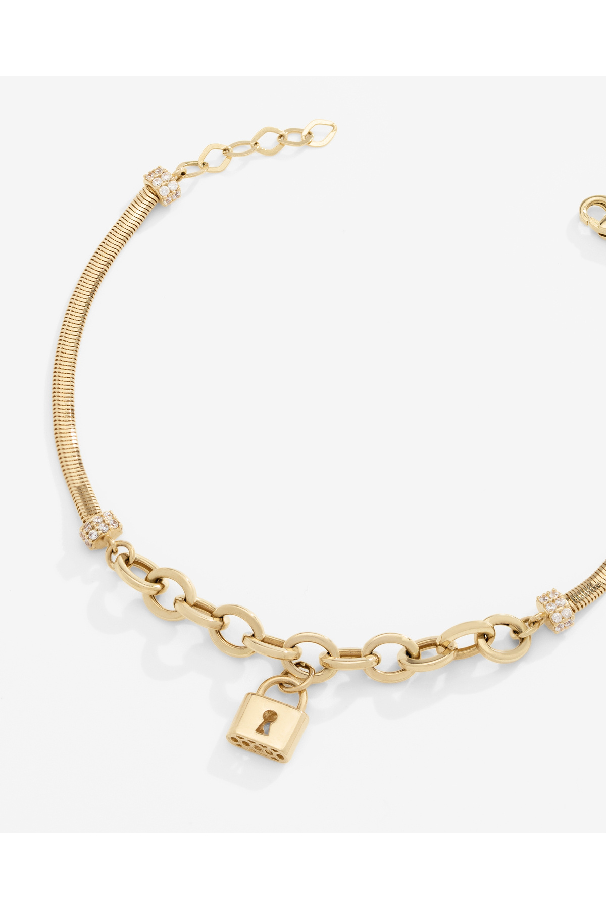 zerdezar gold 14 Ayar Anahtar Charmlı İtalyan Ezme Bileklik