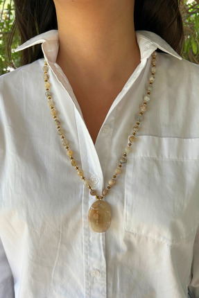 Suerte Accessories Özel Tasarım Botswana Akik Doğal Taş Akik Doğaltaş Uçlu El...