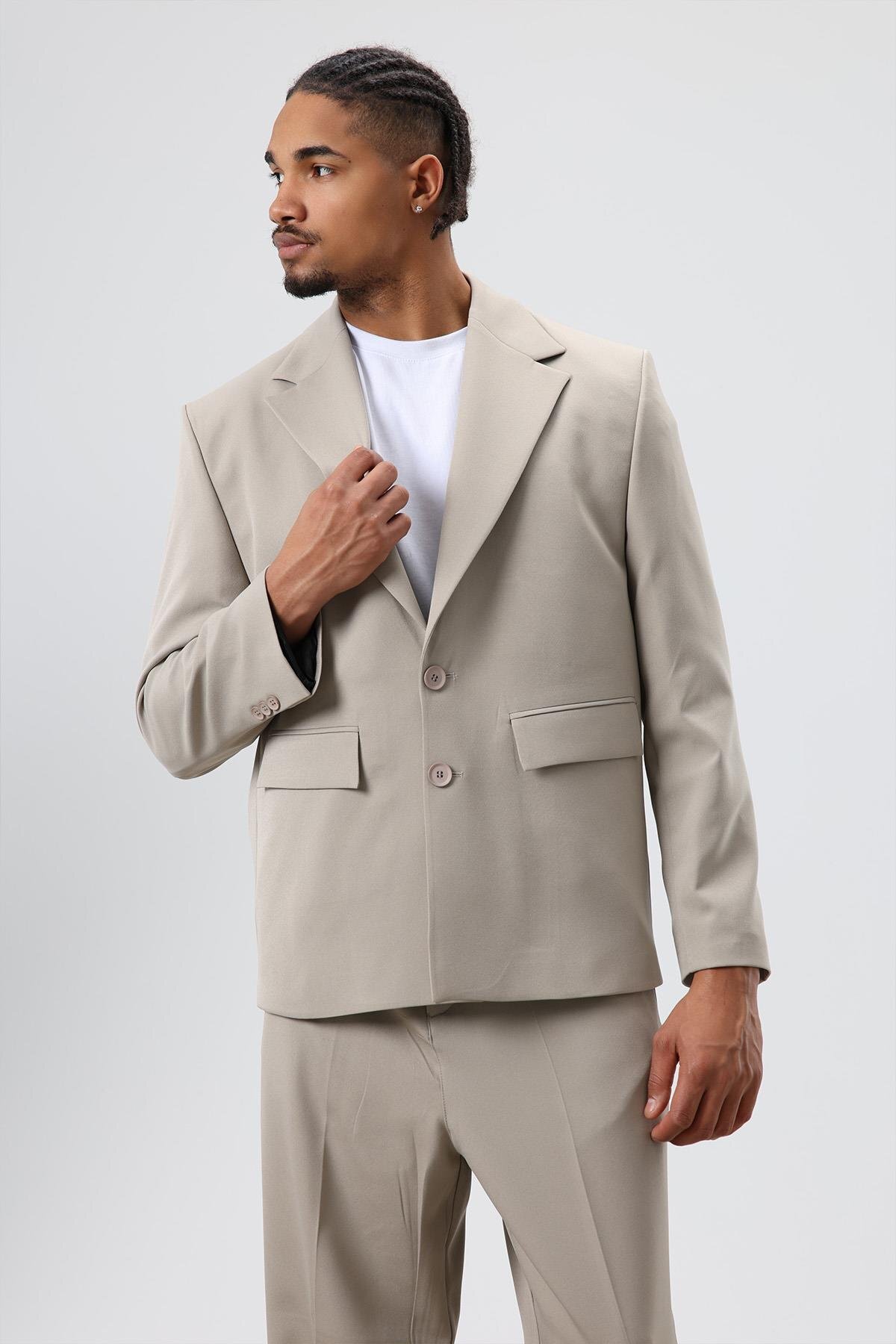 VAMOSCLO Relaxed Fit Takım Elbise Vizon görsel 3